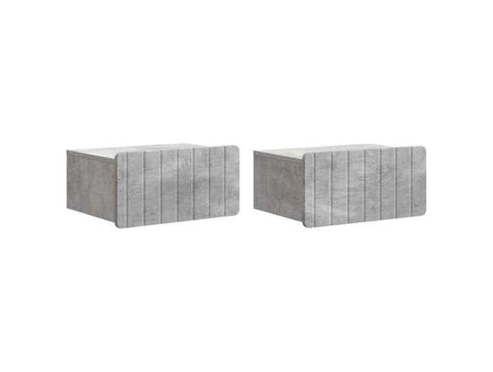 KDVXBCQJH 2er Set Wandnachttisch Betongrau 49x34,5x24 cm Platzsparende schwebende Konsole fürs Schlafzimmer aus Holzwerkstoff mit Schublade zur Wandmontage im 2er Set.