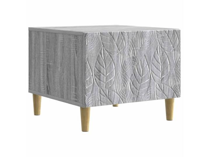 KKgypkn Couchtisch Grau Sonoma 50 x 49 x 40 cm Holzwerkstoff Mit Schublade, Eukalyptusbeine, pflegeleicht, für Getränke und Zeitschriften