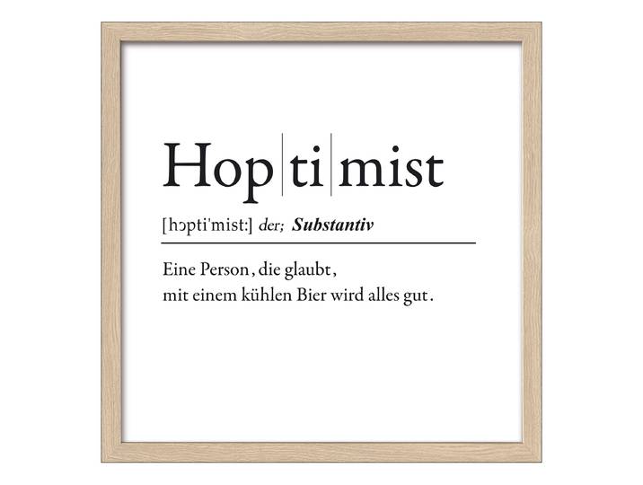 Holzbild Hopitmist Floatglas, MDF Schwarz/Weiß 33 x 33 x 1cm