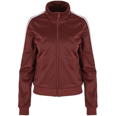 Langmantel URBAN CLASSICS "Urban Classics Damen Ladies Retro Track Jacket", Damen, Gr. M, braun (schwarzrust), 100% Polyester, Mäntel