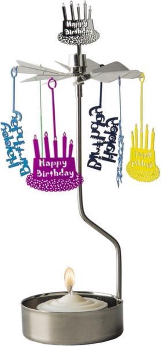 Pluto Produkter Happy Birthday draaiende kaars met tealight