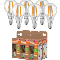 6er Set OSRAM E14 LED Lampe Classic klar 2,2W wie 40W warmweißes Licht 2700K - Energy efficiency class A