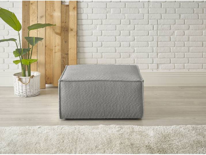 Hocker GOODPRODUCT FINNLEY Bouclé, Polsterhocker kombinierbar mit der Serie FINNLEY , grau, B:80cm H:42cm T:80cm, Bezugstoff aus 90% recyeltem Material ;Aqua Clean ;Gramatur 580g/qm +/- 5%, Hocker, Hocker, passend zum Loveseat der Serie Finnley