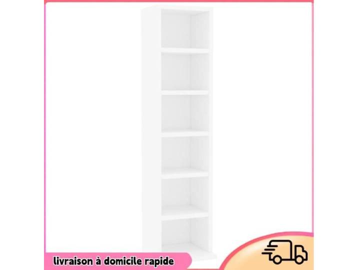 Cocosity Armoire à CD Blanc 21x20x88 cm Bois d'ingénierie - 7894202860752