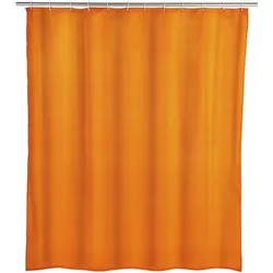Wenko Anti-Schimmel Duschvorhang orange einfarbig Textil 180 cm x 200 cm orange, 180x200 cm