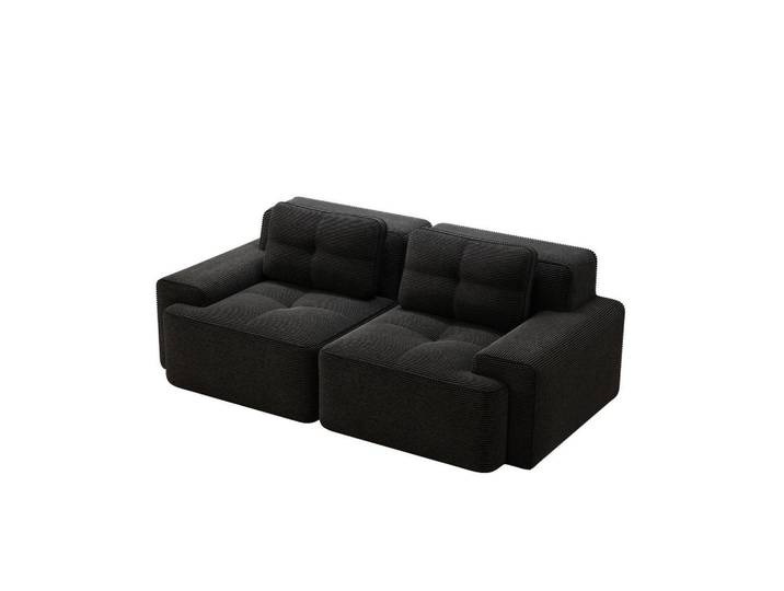 Flora Grace Sofa 204/104/69 cm aus Cord in Schwarz, modular und bodennah, 104x69x204 cm, Wohnzimmer, Sofas & Couches, Sofas