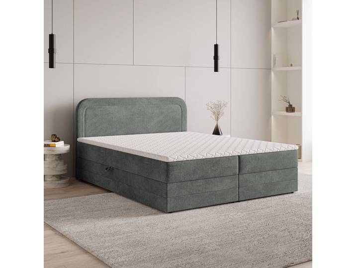 Masseno Boxspringbett ARMEL mit Bettkästen 160x200 cm - Grau, MONOLITH 85
