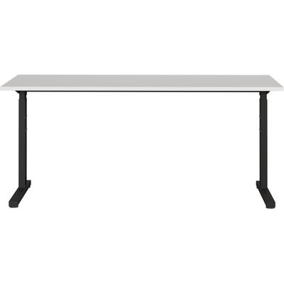 Schreibtisch GERMANIA "Profi 3.0, mechanisch höhenverstellbar", schwarz (lichtgrau, schwarz, schwarz, lichtgrau), B:160cm H:80cm T:80cm, Tische, Schreibtisch, Höhe 70-80cm, mechanisch höheneinstellbar, Metallfuß, Made in Germany