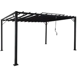 Proregal BERLINLODGE Pergola | HxBxT 213x400x300cm | Garten Lamellen-Pavillon Terrassenüberdachung | Anthrazit | 8cm-Alu-Gestell Stoff/Textil