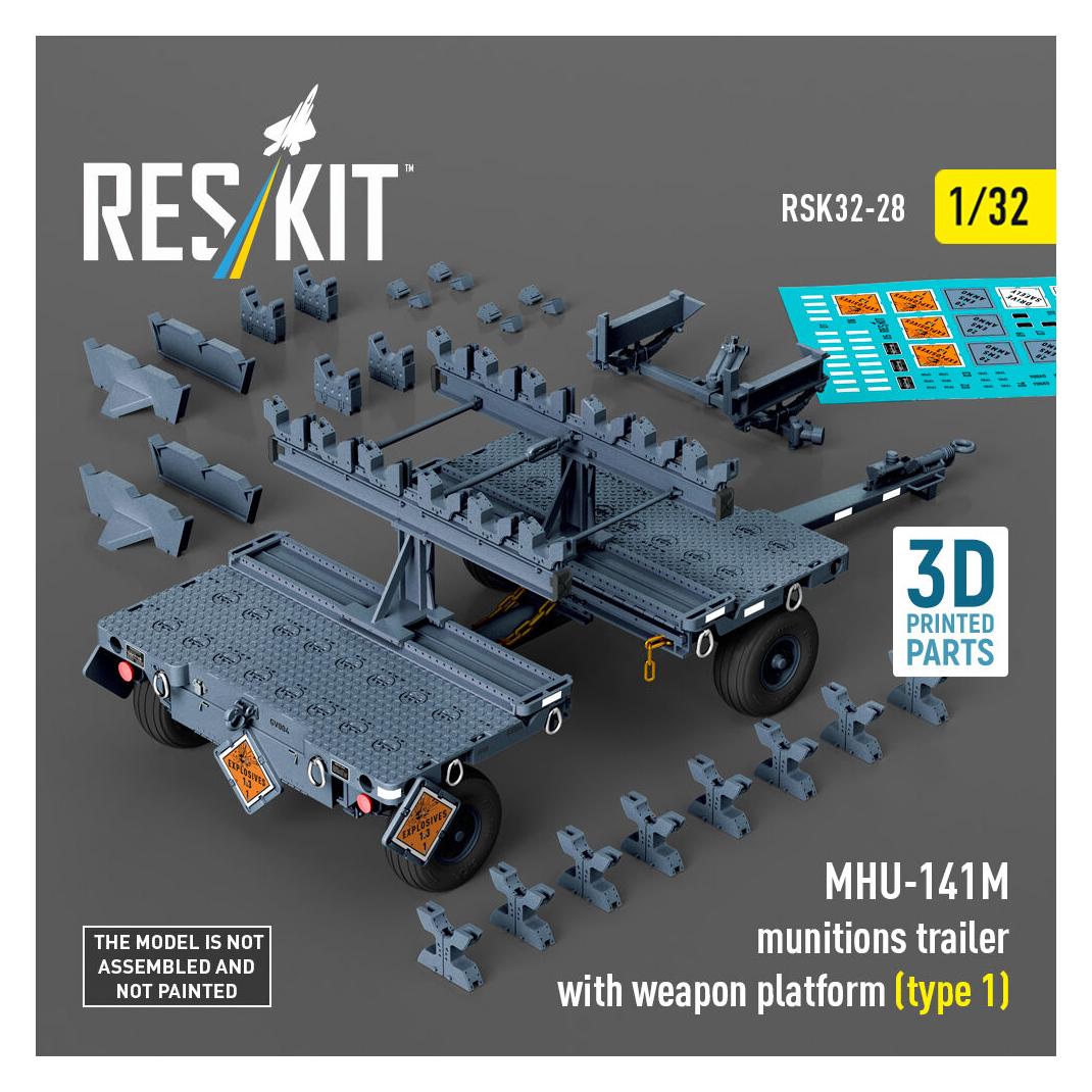 ResKit MHU-141M munitions trailer with weapon platform (type 1) (3D Printed model kit) (RSK32-0028)