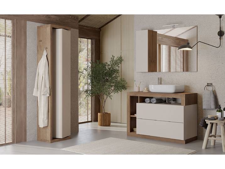 Waschtisch Hamburg 110cm Beige/Kaschmir/Eiche Dunkel Dekor