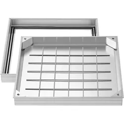 VEVOR Schachtabdeckung mit Rahmen 50 x 50 cm, Unsichtbarer Schachtdeckel Auspflasterbarer Klärgrubendeckel aus Aluminiumlegierung für Integrierten Abflusskanal auf Gehwegen in Gärten auf Terrassen