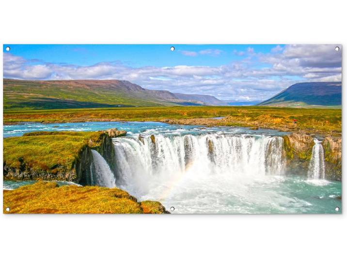 Tuinposter - Waterval - Water - Natuur - 160x80 cm - Tuindoek - Schuttingposter - Tuinposter waterval