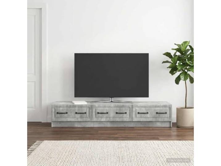 GKMBCVDFR TV-Schrank Lowboard 147 x 34,5 x 27 cm Betongrau Holzwerkstoff Holzwerkstoff, Betongrau, 147 cm breit, Schubladen, moderne Optik, pflegeleichte Oberfläche