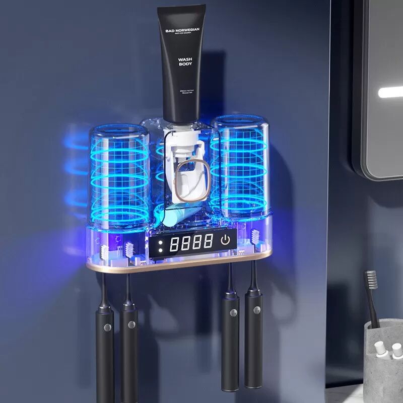 INF Smart UV-Zahnbürstensterilisator Halter - Wandmontierte elektrische Zahnbürsten Desinfektionsbox