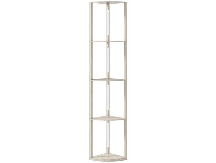Homcom Stehlampe mit 4 Ablagen E27 Sockel, 24 W, Eichefarben, Holzwerkstoff, LED integriert, F, 29.5x163.5x41 cm, Lampen & Leuchten, Innenbeleuchtung, Stehlampen