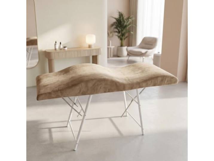 Untitled Wellenmatratze mit Memory-Schaum – Anatomische Matratze für Kosmetikliege & Wimpernstudio Abnehmbarer Veloursbezug, Beige, 190x70 cm