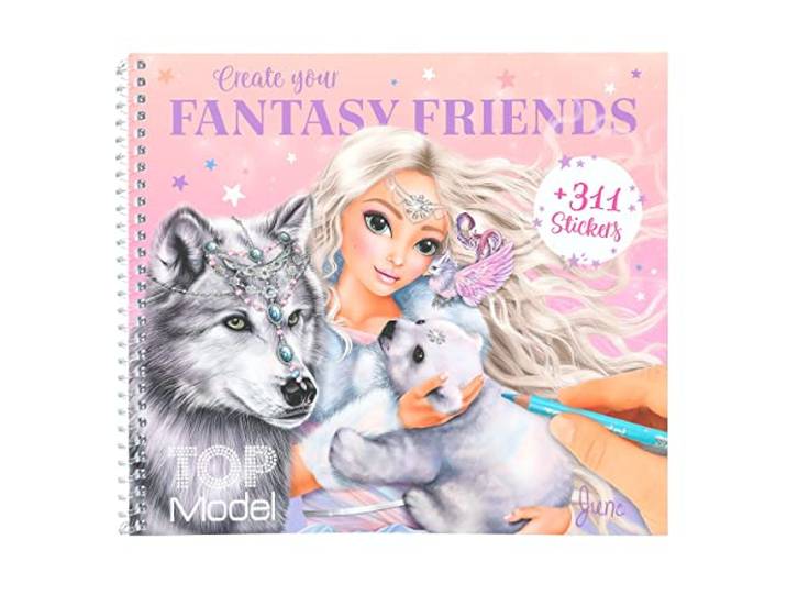 Depesche 12072 TOPModel Iceworld Create your Fantasy Friend kleur- en stickerboek met 24 paginas voor het ontwerpen van fantastische wezens kleurboek met stickervel en spiraalbinding