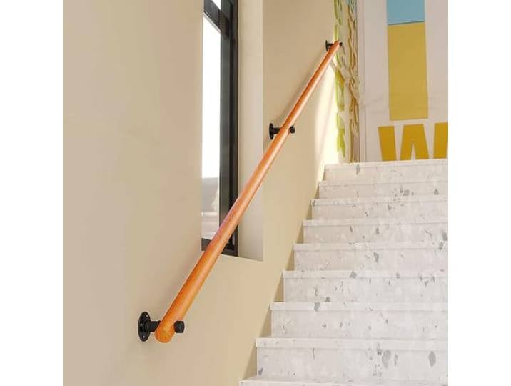 Holz Handläufe für Treppen, Rutschfeste Indoor-Treppen Weiß Handlauf, Wandmontage Handlauf Mit stabilem Metallbügel, Barrierefreie Treppe Haltegriff für ältere Menschen (Wood, 400cm)
