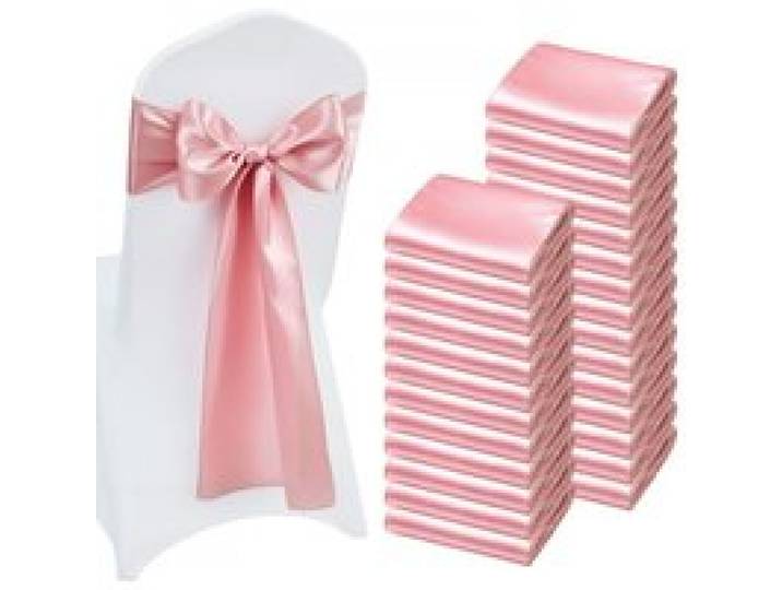 VEVOR Satin-Stuhlschärpen mit Schleifen (275x17 cm) 100 Stk. Stuhlbänder zum Binden, Stuhlbänder für Hochzeiten Bankett Dekorationen Veranstaltungen Bankettstuhlbezüge, Stuhlschleifen Rosegold