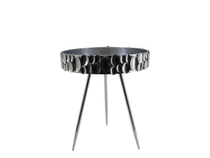 Set mit 2 runden Beistelltischen aus Metall in Silber, 53 x 46,5 x 46,5 cm