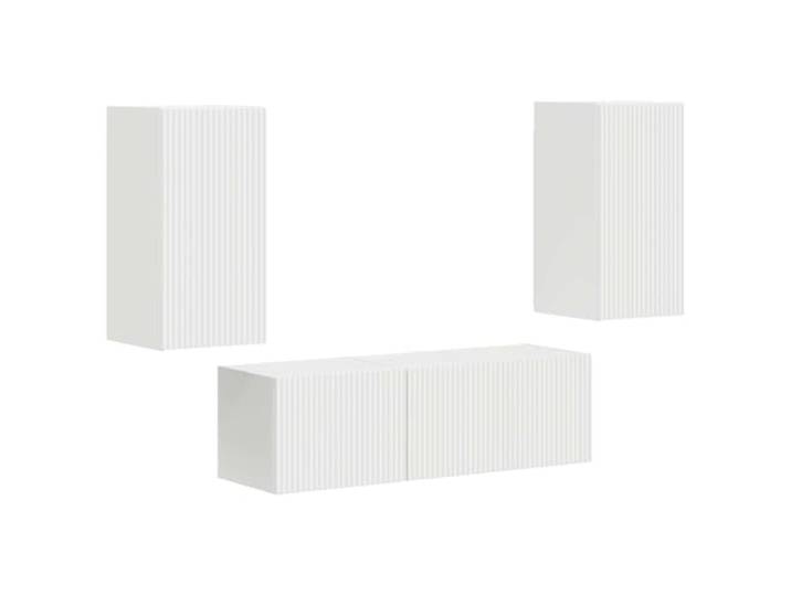 KTHLBRH TV-Schrank-Set zur Wandmontage, 4-teilig, weiß, aus technischem Modernes und schlankes Design, Wandmontage, 90° drehbare Scharniertüren, Holztechnik, Wohnzimmer
