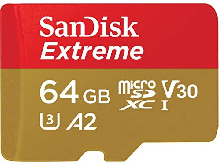 SANDISK Extreme microSD kaart 64 GB + adapter, tot 170 MB/s lezen