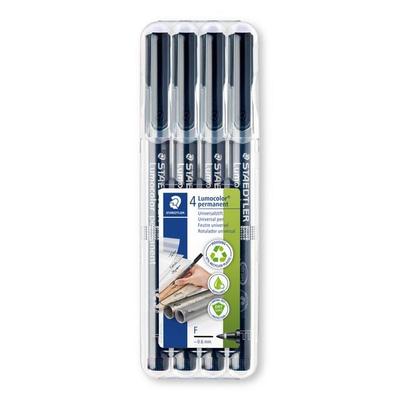 STAEDTLER Universalstift Lumocolor® permanent F, 4er Set schwarz