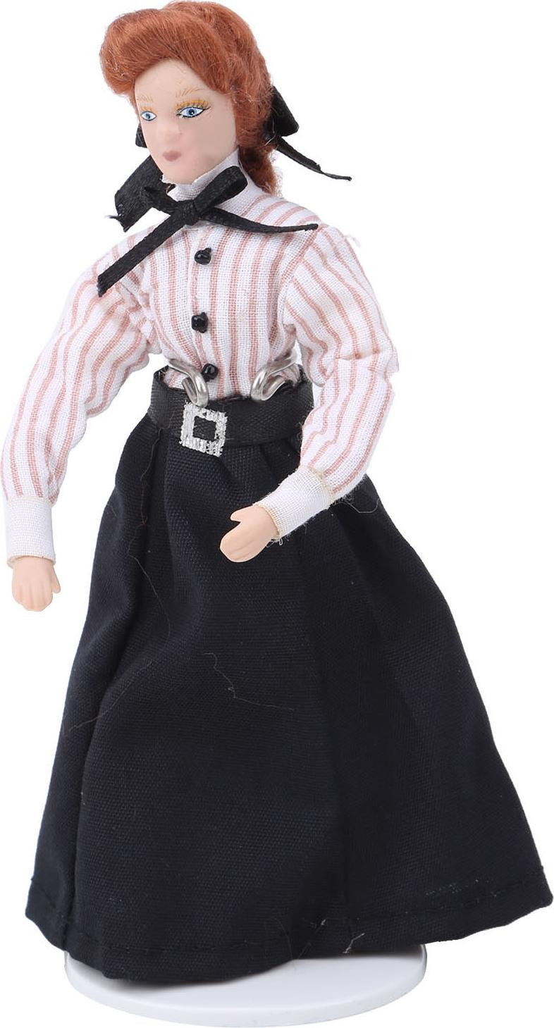 Gistuch Miniatuur Keramieken Pop - Vrouw in Lange Jurk - 1:12 Schaal Model voor Decoratie