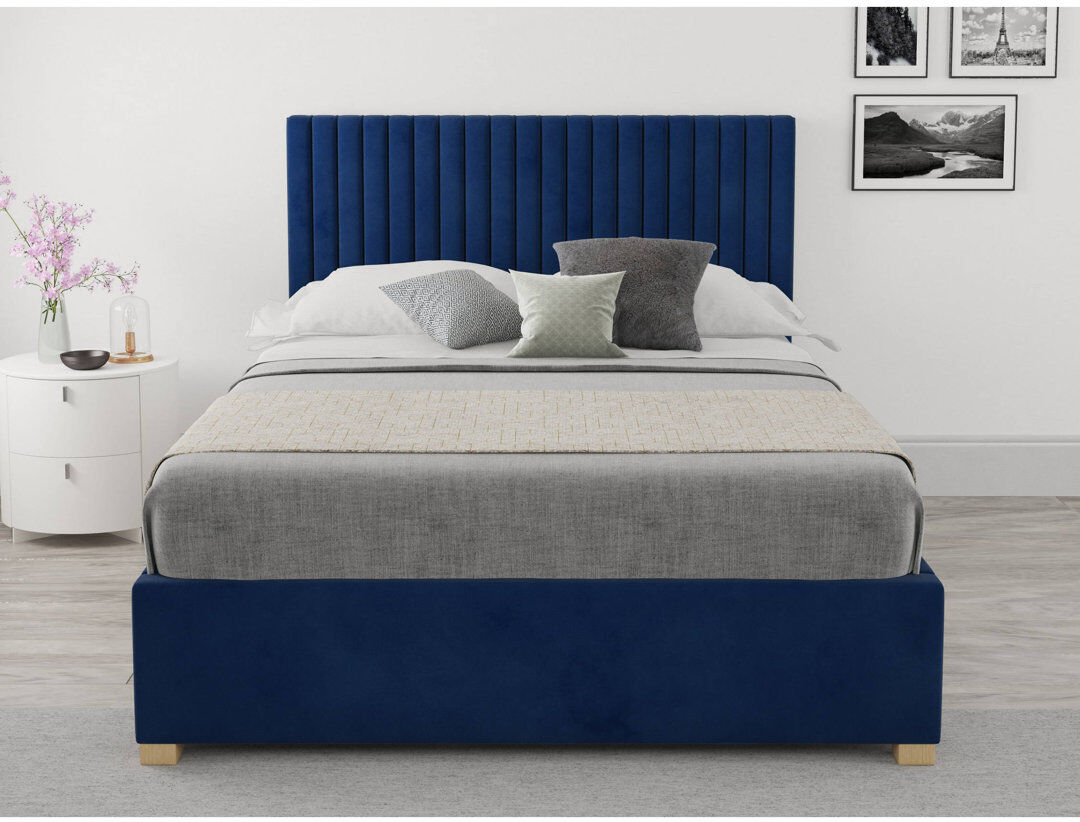 Zipcode Design Chevy Upholstered Lift Up Storage Bed Navy Double (4'6)