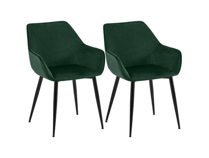 CLP Armlehnenstuhl 2er Set Samt Grün, Metall, 52x82x63 cm, Esszimmer, Stuhl, Armlehnstühle