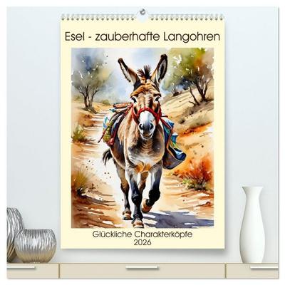 Esel - zauberhafte Langohren (hochwertiger Premium Wandkalender 2026 DIN A2 hoch), Kunstdruck in Hochglanz