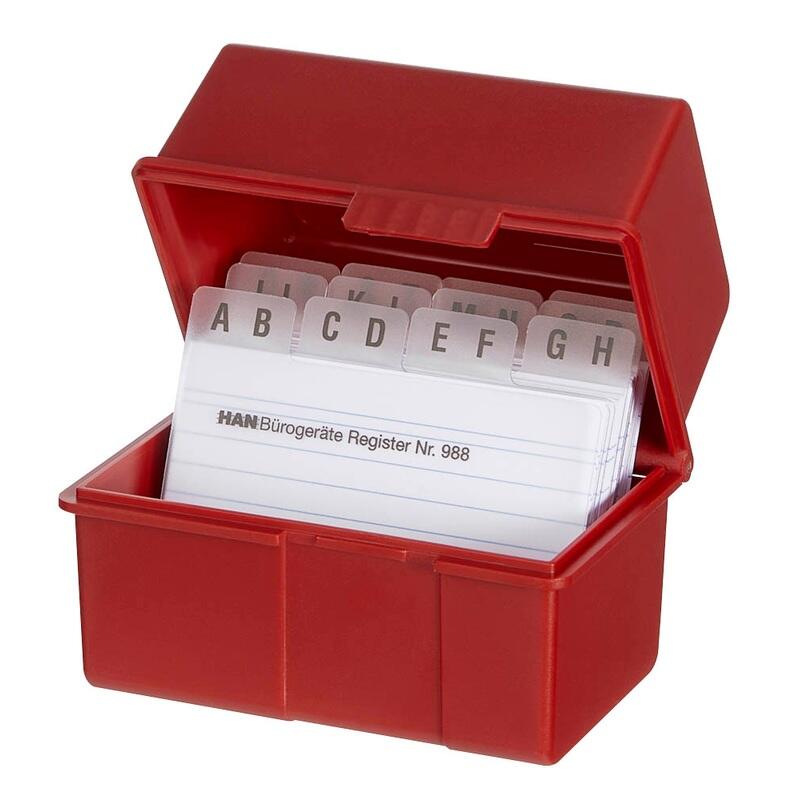 HAN A8 Karteikasten DIN A8 200 Karteikarten rot 978-17D