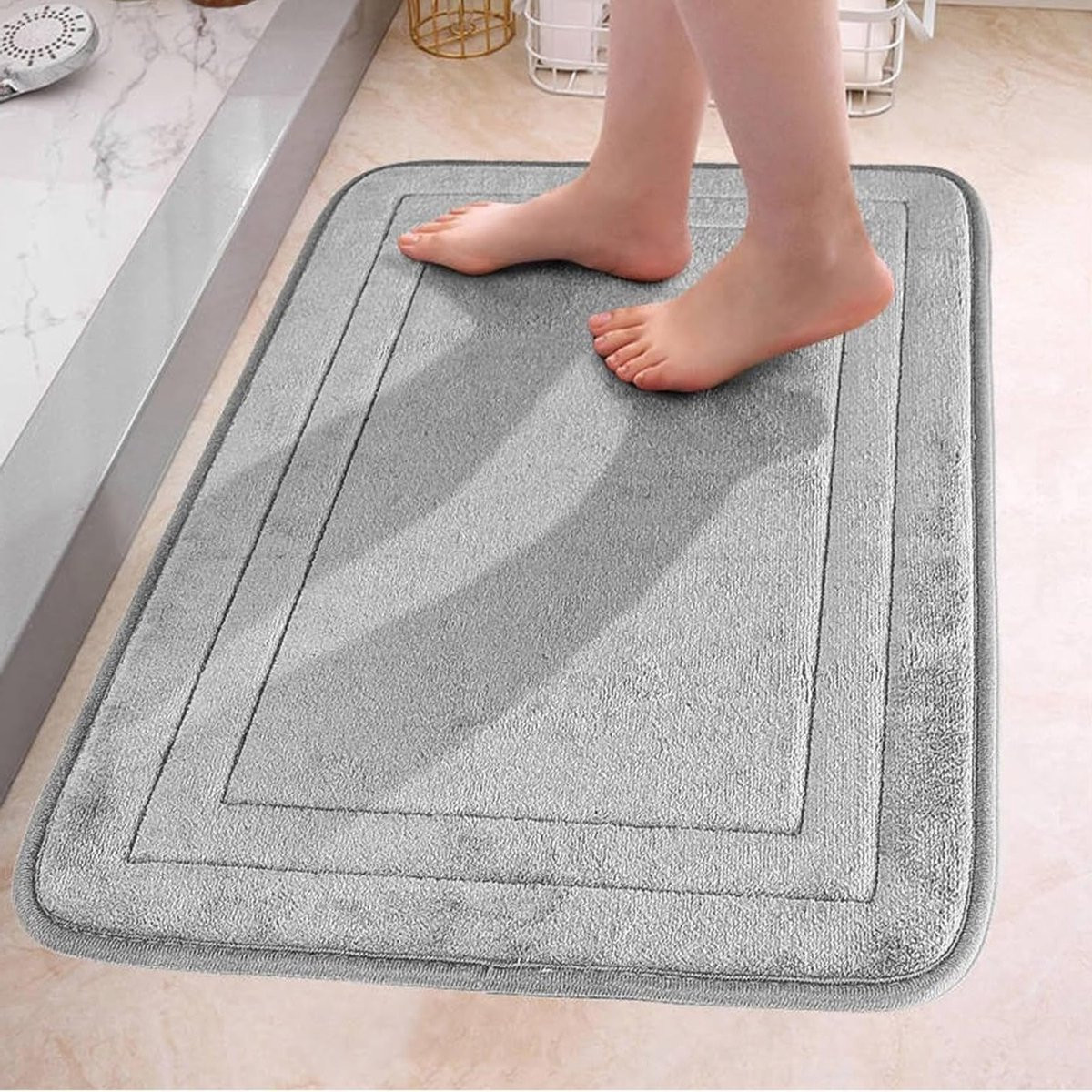 Allecto Plus Traagschuim Badmat - Grijs - 50 x 80 cm - Antislip en absorberend