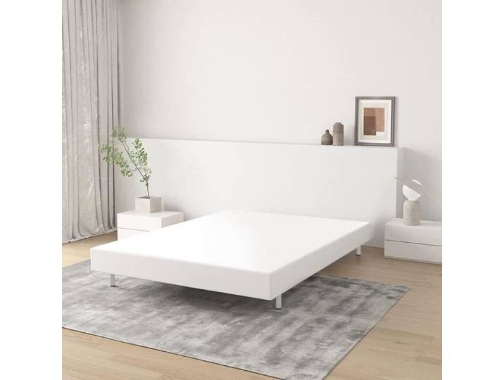 Sommier Tapissier 140x190cm - FRIXOVEL - Sommier à Lattes - 26 Lattes - 5 Pieds - Blanc