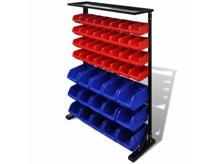 vidaXL Werkstattboxen mit Ständer Blau & Rot