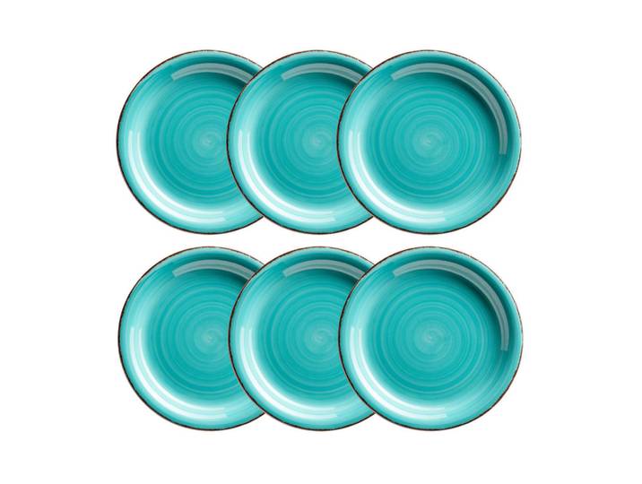 Mäser Desserttellerset, Türkis, Keramik, 6-teilig, rund, 2.5 cm, Geschirr, Teller, Kuchenteller