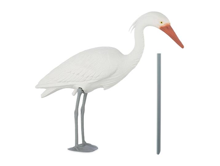 Gartendeko-Figur Reiher Weiss-Orange-Grau