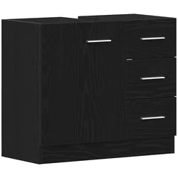 Helloshop26 - Spülenunterschrank mit praktischem Stauraum 63 x 30 x 54 cm aus schwarzem Eichenholzwerkstoff