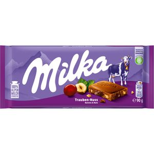 Milka Tafelschokolade Trauben-Nuss, 90g