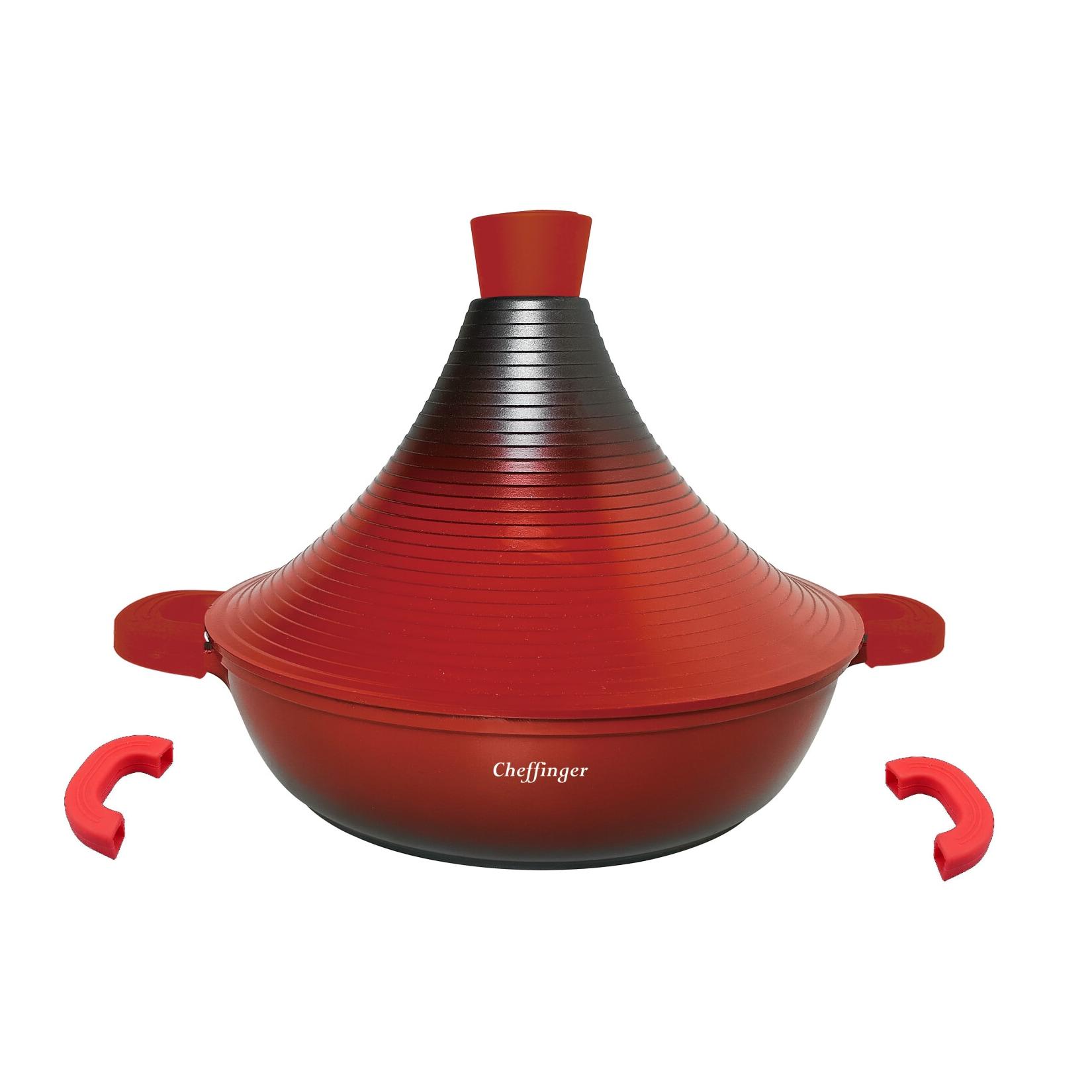 Aluguss Tajine Tagine Ø32cm mit Silikongriffe, Induktionsgeeignet