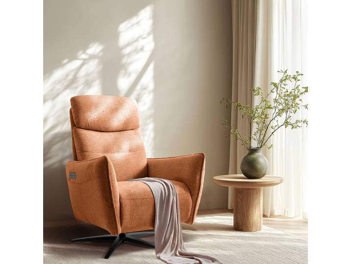 Relaxsessel Beige Webstoff Aranja Elektrisch verstellbar: 2 Motoren mit Akku 77 x 107 x 88cm