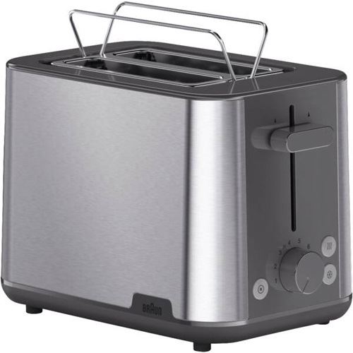 Braun Toaster PurShine HT 1510 GY (edelstahl/grau, 900 Watt, für 2 Scheiben Toast)
