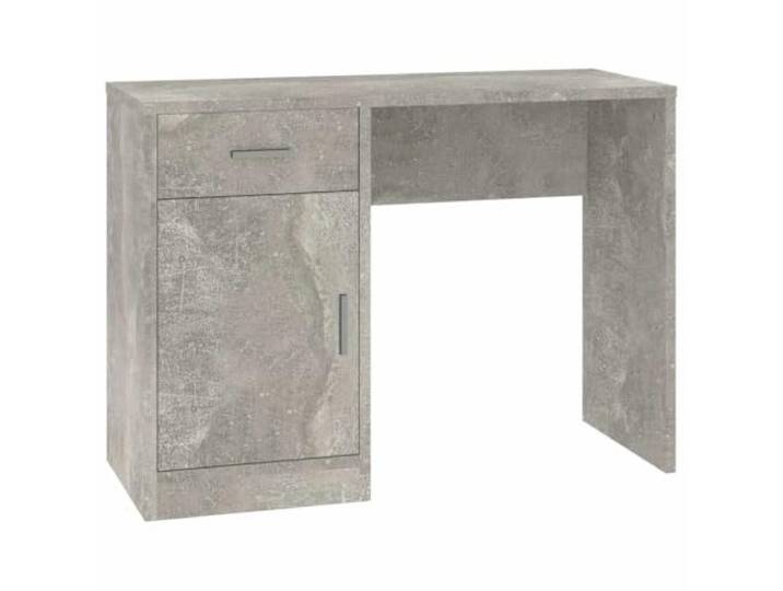 HWKQEQRF Schreibtisch mit Stauraum Betongrau 100x40x73 cm Holzwerkstoff 1 Schublade, 1 Schrank, Tür, Wandbefestigung, Montageanleitung, Festigkeit, Stabilität, Feuchtigkeitsbeständigkeit