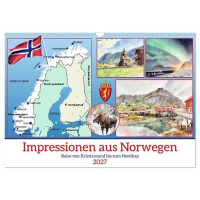 Impressionen aus Norwegen (Wandkalender 2027 DIN A3 quer), CALVENDO Monatskalender