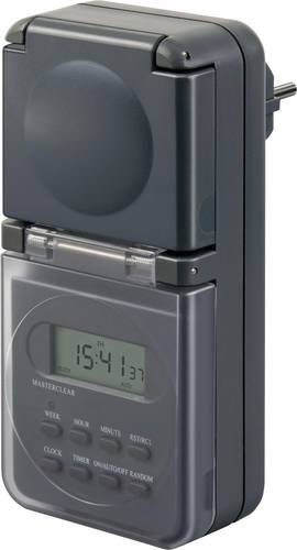 Brennenstuhl 1506706 Steckdosen-Zeitschaltuhr digital Wochenprogramm IP44 EIN/AUS-Programm, Sommer-/Winterzeitumstellung, Zufallsfunktion