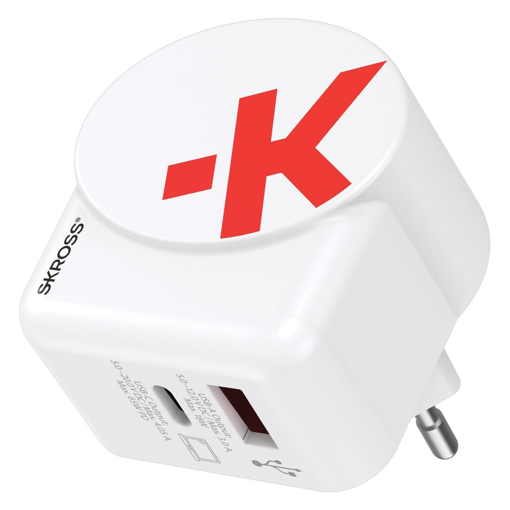 Skross Euro USB Charger AC65PD + USB-C cable (65 W, 2 Ports) (1302425)