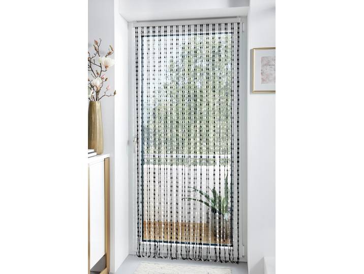 Türvorhang LOCKER Pearl , bunt, B:90cm H:200cm, Obermaterial: 100% Kunststoff, Gardinen, Türvorhang, Kunststoff, transparent/schwarz, 72 Stränge