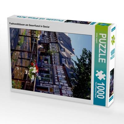 CALVENDO Puzzle Fachwerkhäuser am Gose-Kanal in Goslar | 1000 Teile Lege-Größe 64x48cm Foto-Puzzle für glückliche Stunden