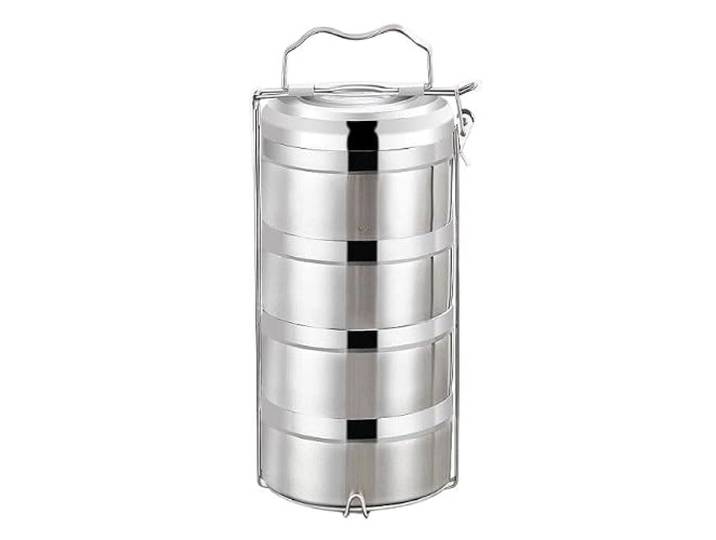 YAIUNHIQ 4 Fächer für Lebensmittel Edelstahl-Lunchbox, Edelstahl-Bento-Box Auslaufsicher Lebensmittelbehälter, für Büroangestellte, Schüler und Camper(16cm)